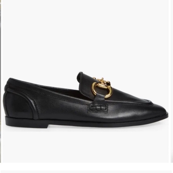 Jeffrey Campbell Loafers Velviteen Horsebit Bit Chain Slip On Flats Black Gold 7 - Picture 2 of 8